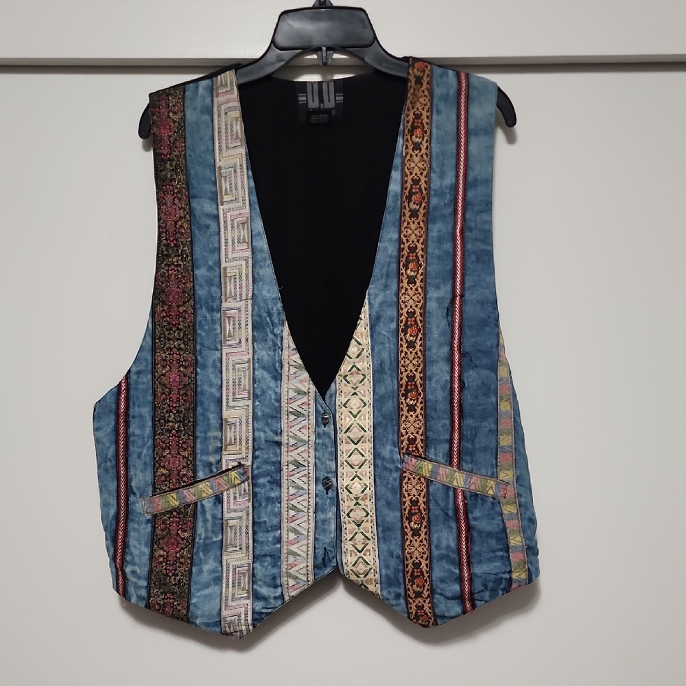 Vintage DD Designs Multicolor Tapestry Stripe Vest - Picture 2 of 8
